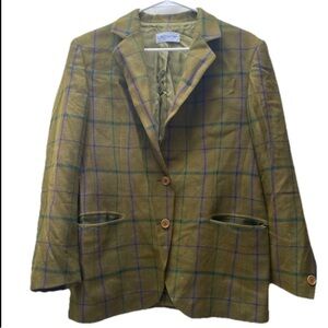 LORAXINE | VINTAGE 100% Wool Green Coat blazer Size EU 44 US 14